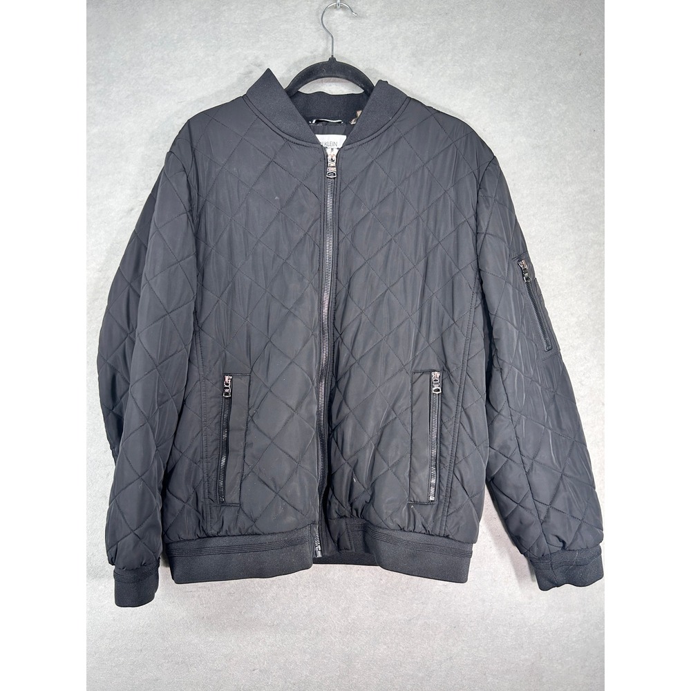 Calvin Klein Mens Black Diamond Quilted Bomber Jacket CM008986 Size L